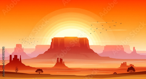 sunset over the desert