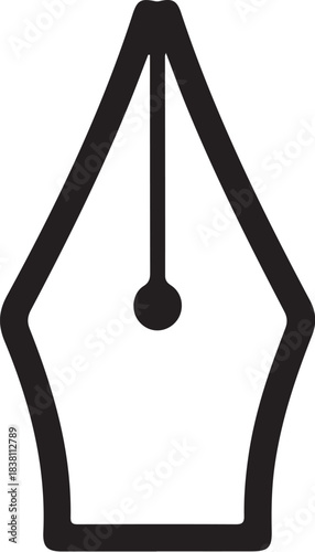 Black outline of a fountain pen nib writing