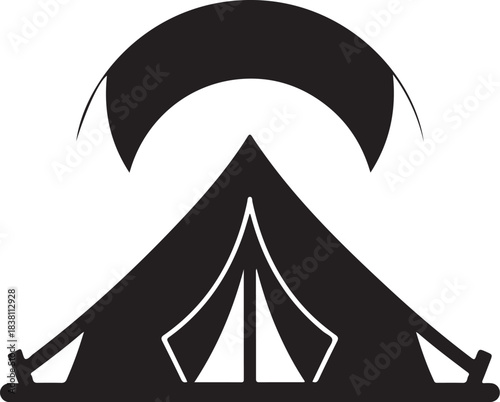 Black Silhouette of a Bell Tent with Parachute Canopy