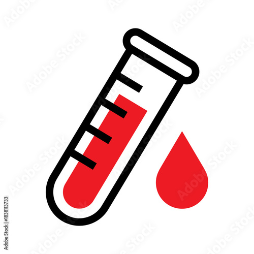 Blood sample icon, Medical blood test symbol, Healthcare fluid icon, Laboratory science graphics, Diagnostic medicine illustration