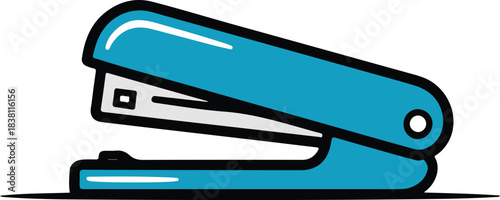 Blue stapler vector icon illustration for office supplies and stationery work on a dark background