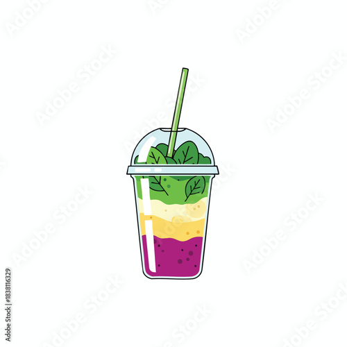 Colorful layered smoothie drink illustration