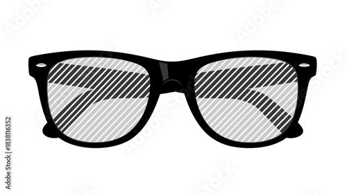 Minimalist Illustration of Classic Sunglasses with Striped Lenses and Black Frame on a Solid Black Background Featuring a Simple Graphic Design of Eyewear for Fashion and Style Representation
