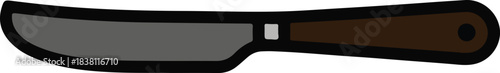 Silver blade knife vector with brown handle for kitchenware and culinary tools icon isolated