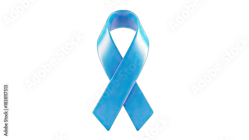 Blue Ribbon Symbol of Awareness on White Background