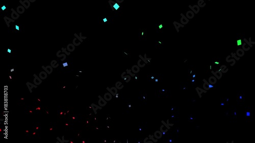 Colorful fireworks confetti exploding, confetti explosion and falling animation in 4k video. Fireworks animation video for festivals and celebrations