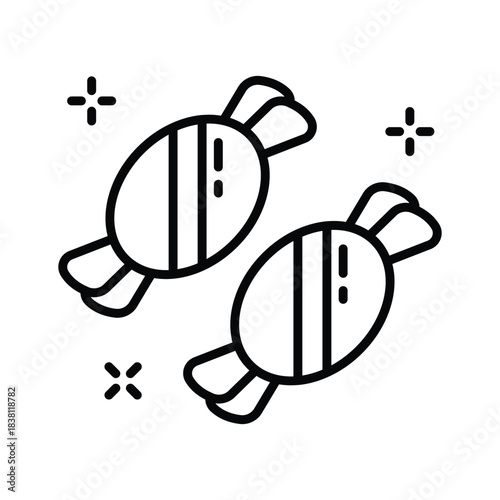Brightly wrapped candy outline icon, a sweet treat for the holiday season