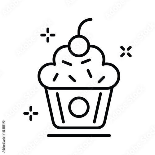 An editable icon of cupcake designed in outline style