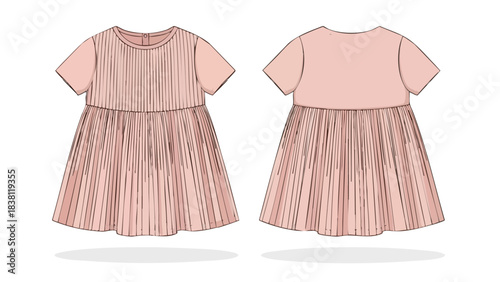 Elegant blush dress with vertical line details showcases a blend of subtle color and minimalist design creating a chic and stylish visual appeal