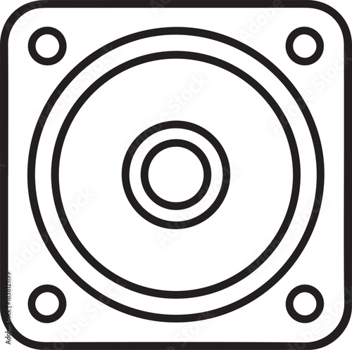 Vector speaker icon outline for audio playback symbol or sound system component