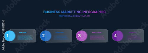 Modern Business Marketing Infographic Template with Four Sequential Steps for Professional Data Visualization and Strategic Presentation