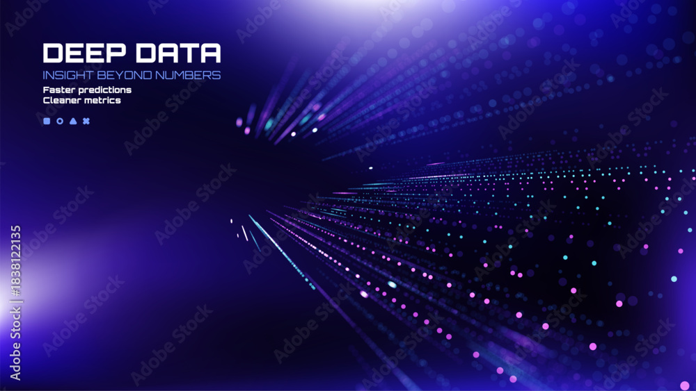 Obraz premium Deep data insight beyond numbers concept. Abstract tech vector background. Faster predictions and cleaner metrics for digital marketing.