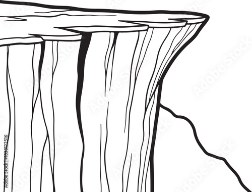 Black and White Cliff Edge Illustration rock formation