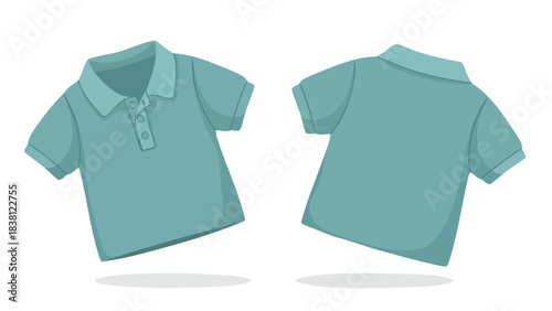 Aqua Polo Shirt Mockup Displaying Front and Back Views for Clothing Design Presentation