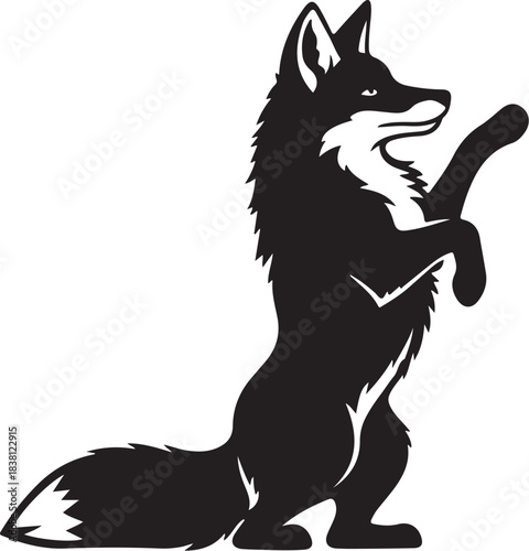 Black Silhouette of a Fox Standing on Hind Legs animal