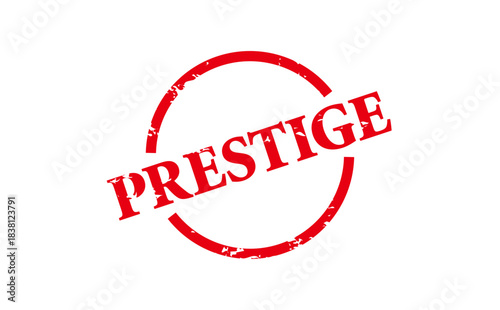 PRESTIGE - PRESTIGE text written on Red Rubber Stamp 

