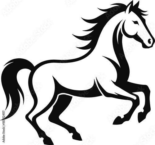 Running Horse Silhouette – Isolated on Transparent Background Black Wild Stallion Vector Illustration
