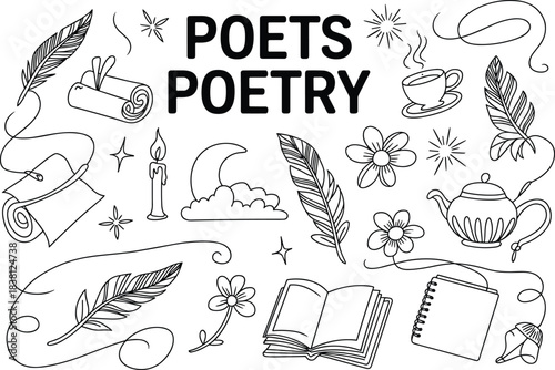 Doodle Art Collection Of Poetry And Writing Elements literature inspiration
