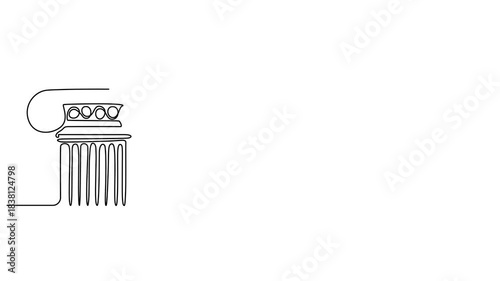 Greek column one continuous line drawing, Greek columns one continuous line drawing. Ancient building architecture, Continuous one line drawing ancient roman and historical classic decorations gothic