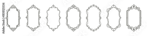 A collection of elegant vintage frames with ornate scrollwork and decorative borders, perfect for invitations, certificates, and labels.
