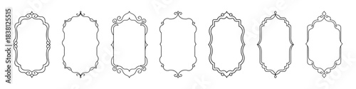 A collection of elegant vintage frames with ornate scrollwork and decorative borders, perfect for invitations, certificates, and labels.