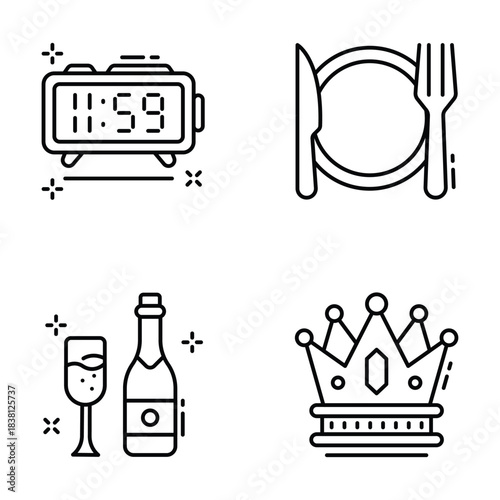 Take your hands on this amazing christmas icons in flat outline style