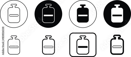 Various representations of a gas cylinder icon bottle container