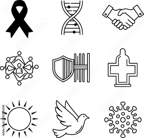 Essential health awareness icons supporting research and community care