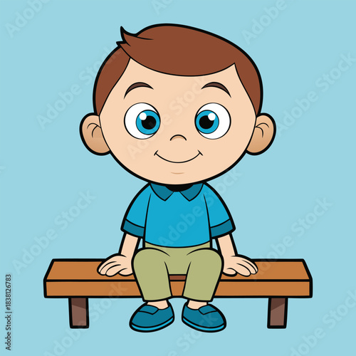 Child on Bench with Blue Eyes