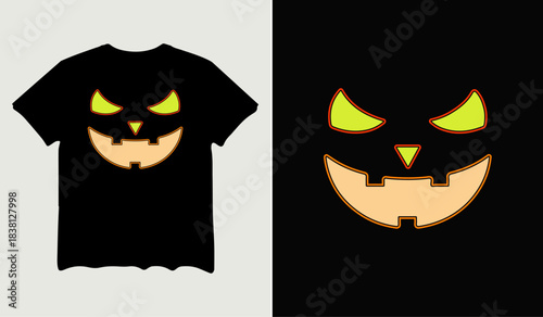 Pumpkin face Halloween t-shirt design for t-shirt quotes or poster svg printable cut file