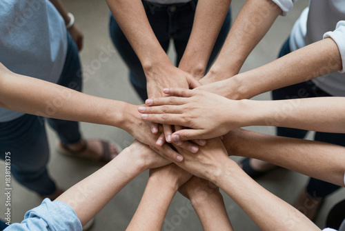 Group of people hands together
