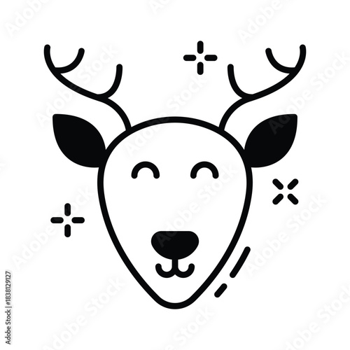 An editable icon of christmas reindeer designed in glyph style