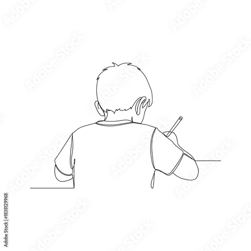 Young boy playing violin from behind