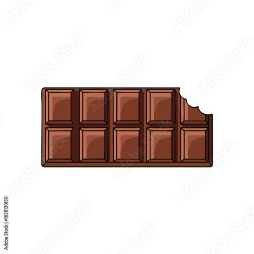 Illustration of a Chocolate Bar with a Bite Taken Out