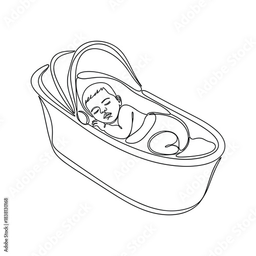 Baby sleeping peacefully in the bassinet