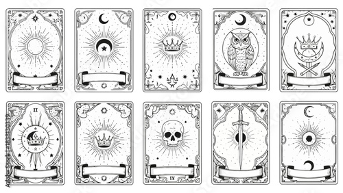 Elegant Celestial Tarot Card Set Mystical Illustrations for Divination and Guidance