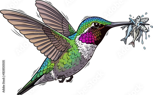 emerald wings, unexpected harvest a tiny hunters aquatic triumph, isolated on transparent background