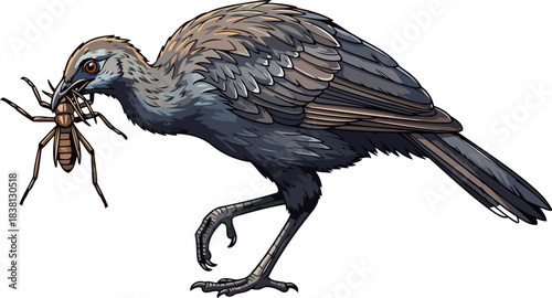 feathered foragers fortune an illustrated moment of raw nature and primal survival, isolated on transparent background