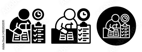 Study Plan Icon Collection Glyph & Mixed Style