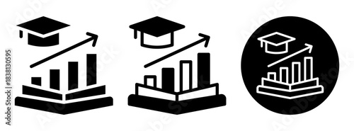 Academic Progress Icon Collection Glyph & Mixed Style