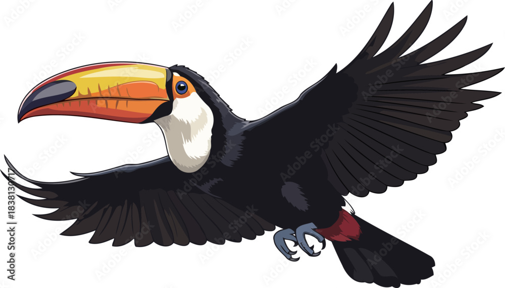 Fototapeta premium jungles rainbow beak tropical flight of freedom and vivid beauty, isolated on transparent background