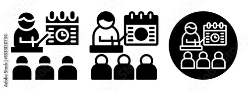 Lesson Planning Icon Collection Glyph & Mixed Style