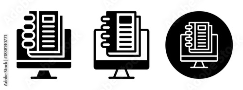 Digital Notebook Icon Collection Glyph & Mixed Style