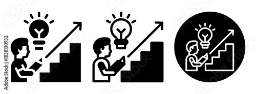 Learning Steps Icon Collection Glyph & Mixed Style