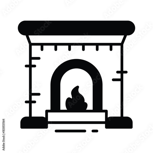 Grab this creatively design glyph icon of fireplace in modern style