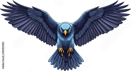 skyborne fury a stylized blue falcon illustration of unwavering focus and might, isolated on transparent background