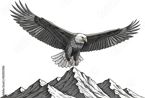 summit sentinel guardian of the peaks, ascending beyond the horizon, isolated on transparent background