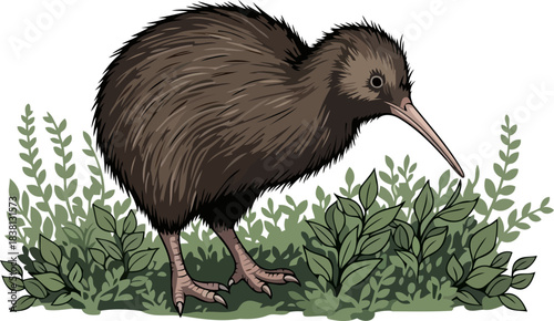 aotearoas nocturnal treasure the unique flightless bird of deep bush, isolated on transparent background