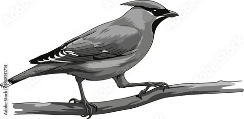 crested charm elegant birds poise in striking stylized monochrome, isolated on transparent background