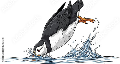 coastal hunters precise plunge mastering the aquatic ballet with vibrant grace, isolated on transparent background